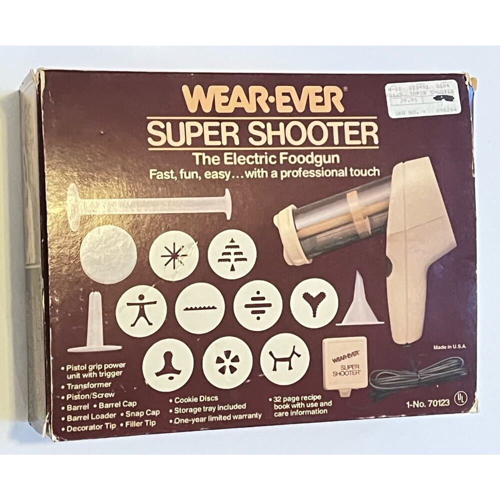 Wear Ever Super Shooter Electric Cookie Pastry Press Gun In Box #70123 Vintage